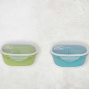 Eco-friendly Wheat Fibre 3-Compartment Lunch Box with Spoon, customised lunchbox singapore online, customised lunchbox fast, cheap lunchbox, earth friendly lunchbox, office git lunchbox customise